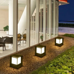 Lámpara sobremuro solar LED IP65 rectangular moderna negra para pilar