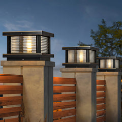 Sobremuro solar LED IP65 vintage de metal y vidrio para pilar