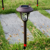 Lámpara de estaca solar para jardín LED IP65 tipo farol vintage marrón