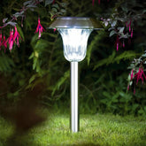 Lámpara de estaca para jardín solar LED IP65 plateada