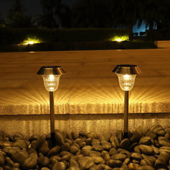 Lámpara de estaca para jardín solar LED IP65 plateada