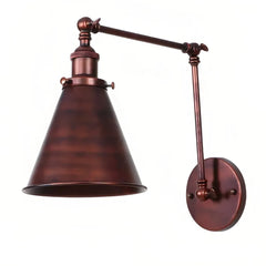 Aplique de pared con brazo articulado industrial de metal para mesilla de noche