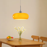 Lámpara colgante de vidrio Bauhaus LED regulable en altura para comedor