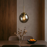 Lámpara colgante esfera de vidrio moderna LED altura regulable para comedor
