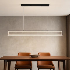 Lámpara Colgante LED Rectangular Moderna de Marco Metálico Negro para Comedor
