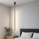 Lámpara colgante lineal negra minimalista LED para mesita de noche