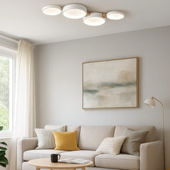 Lámpara LED de Techo Estilo Nórdico de Aros Múltiples para Salón con Protección Ocular
