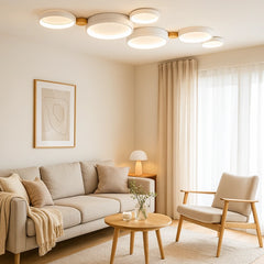 Lámpara de techo nórdica multicírculo en tonos macaron para salón