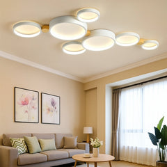 Lámpara de techo nórdica multicírculo en tonos macaron para salón
