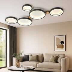 Lámpara de techo nórdica multicírculo en tonos macaron para salón