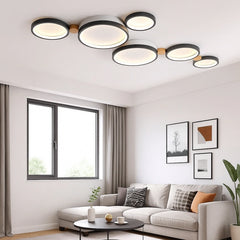 Lámpara de techo nórdica multicírculo en tonos macaron para salón
