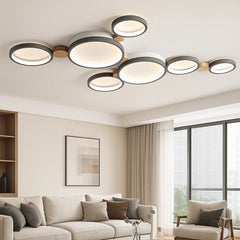 Lámpara de techo nórdica multicírculo en tonos macaron para salón