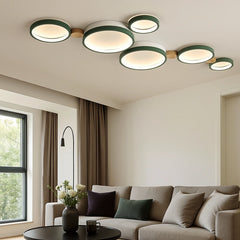 Lámpara de techo nórdica multicírculo en tonos macaron para salón