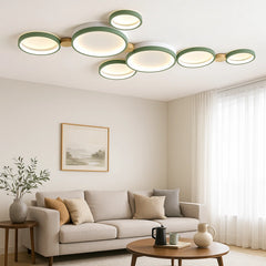 Lámpara de techo nórdica multicírculo en tonos macaron para salón