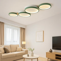 Lámpara de techo nórdica multicírculo en tonos macaron para salón
