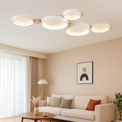 Lámpara de techo nórdica multicírculo en tonos macaron para salón