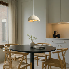Lámpara colgante Japandi LED de resina blanca para comedor