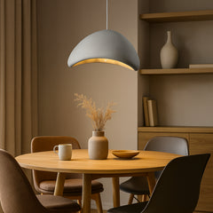 Lámpara colgante Japandi LED de resina blanca para comedor