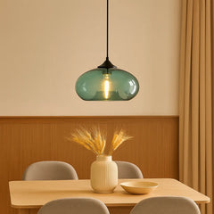 Lámpara Colgante Moderna Ovalada de Vidrio para Comedor