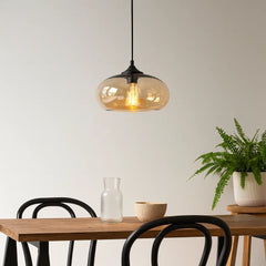 Lámpara Colgante Moderna Ovalada de Vidrio para Comedor