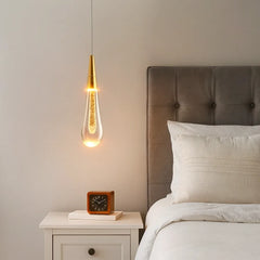 Lámpara Colgante Moderna de Cristal Forma de Gota para Cabezal de Cama