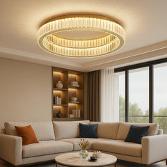 Lámpara de Techo LED Moderna de Cristal con Diseño de Anillo para Salón