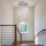 Lámpara colgante moderna de cristal LED con efecto lluvia para entrada