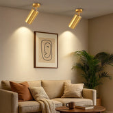 Foco Techo Dorado Moderno Cilíndrico 360 Grados Ajustable