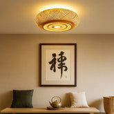 Lámpara de Techo de Bambú Tejido Estilo Japonés Redonda