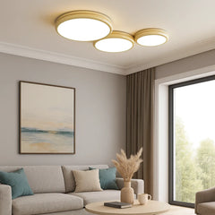 Plafón LED Moderno de Doble Capa y Tres Círculos para Techo de Salón