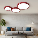 Plafón LED Moderno de Doble Capa y Tres Círculos para Techo de Salón