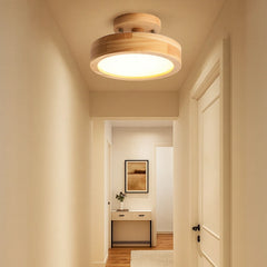 Lámpara LED de Techo para Pasillo Estilo Nórdico Redonda con Base de Madera