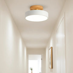 Lámpara LED de Techo para Pasillo Estilo Nórdico Redonda con Base de Madera