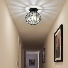 Lámpara de Techo Moderna de Cristal Tipo Jaula para Pasillo Luz Tricolor