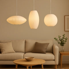 Lámpara Colgante de Tela Blanca Estilo Nórdico