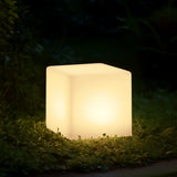 Lámpara de pie solar exterior blanca de forma cúbica para terraza