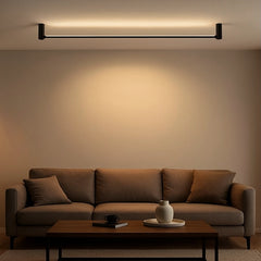 Lámpara de techo lineal LED de metal negro de estilo moderno para salón