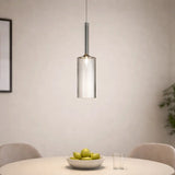 Lámpara colgante de vidrio moderna LED regulable en altura cilíndrica para comedor