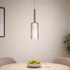 Lámpara colgante cilíndrica de vidrio moderna regulable en altura para comedor