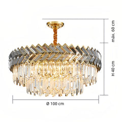 Lámpara colgante de cristal moderna redonda con LED para comedor