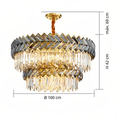 Lámpara colgante de cristal moderna redonda con LED para comedor
