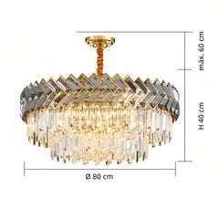 Lámpara colgante de cristal moderna redonda con LED para comedor