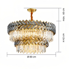 Lámpara colgante de cristal moderna redonda con LED para comedor