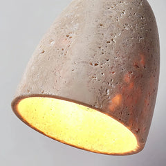 Lámpara colgante de travertino campana con LED para mesita de noche