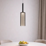 Lámpara colgante de vidrio moderna LED regulable en altura cilíndrica para comedor