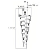 Lámpara colgante de escalera de cristal en espiral de lujo gris claro