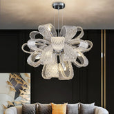 Lampara colgante flor de vidrio moderna con LED regulable en altura para salon