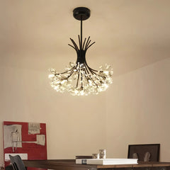 Lámpara de araña de cristal floral moderna LED regulable para comedor