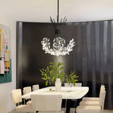 Lámpara de araña de cristal floral moderna LED regulable para comedor