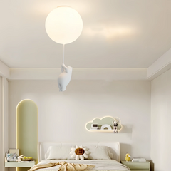 Lámpara de techo infantil oso con globo LED luz suave dormitorio